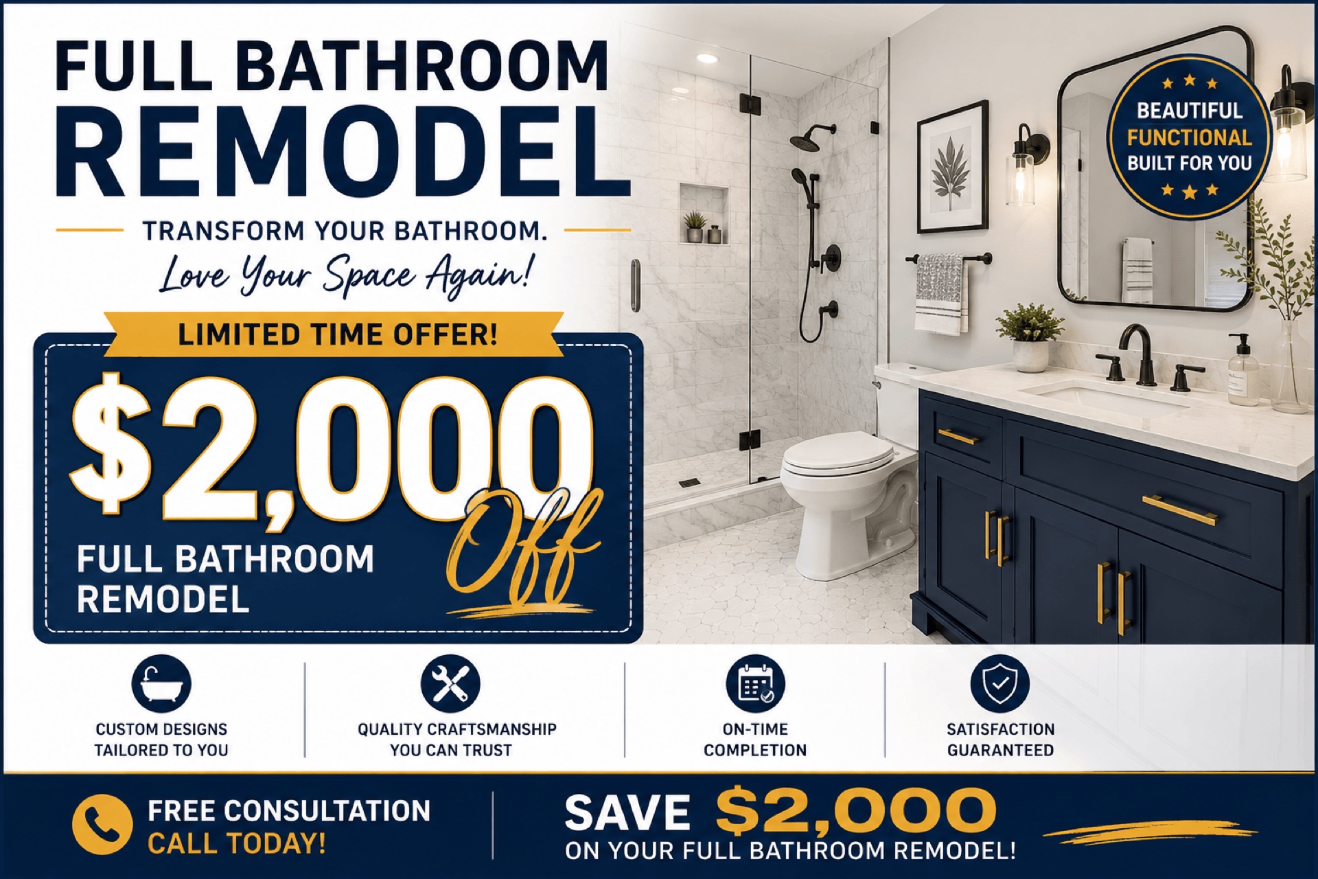 $2000 Off full bathroom remodel Spring Sale in madison heights