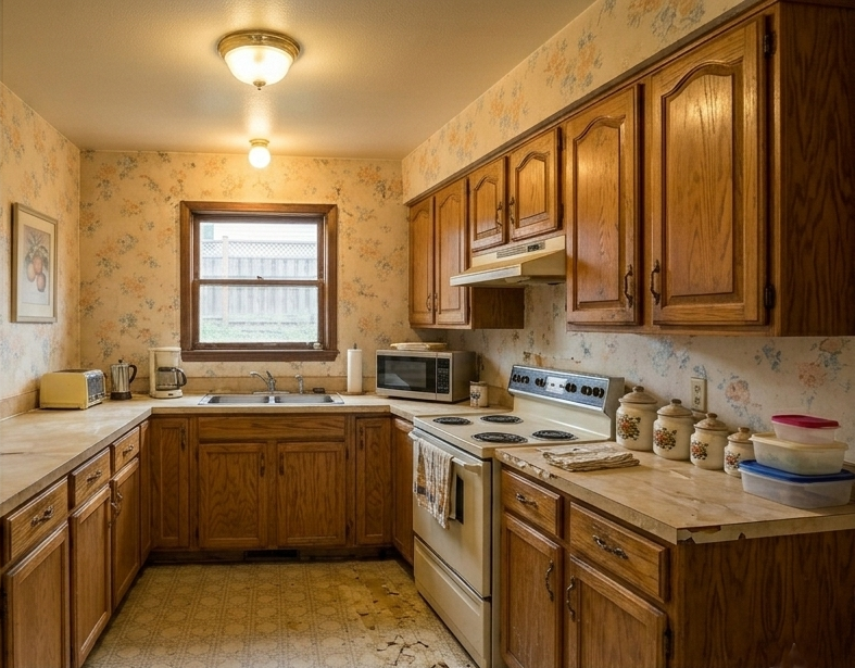 Before outdated kitchen remodel