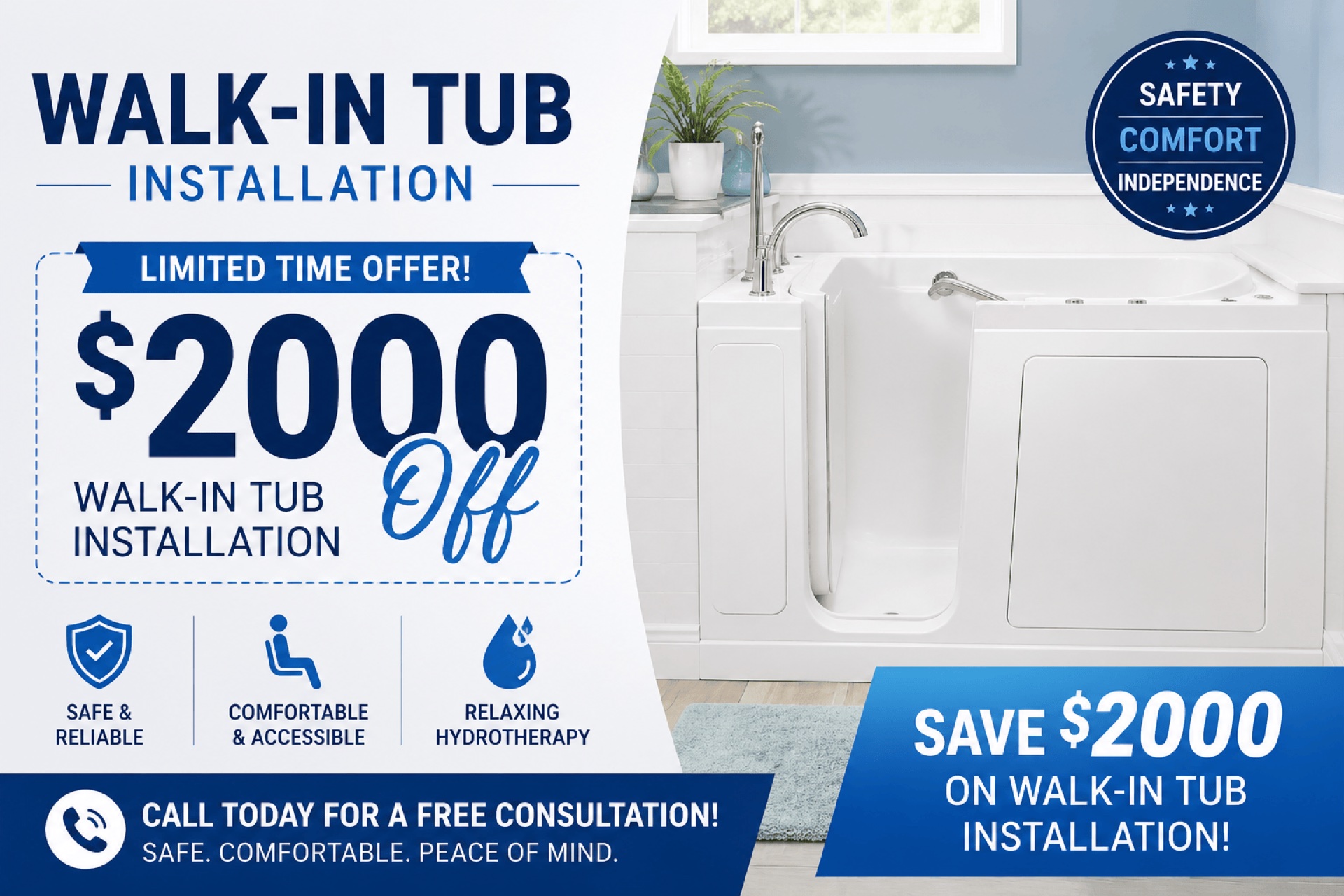 $2000 Off Walk-in Tub Installation Spring Sale in madison heights