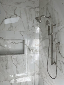 Shower conversion senior walk in shower roll in bathroom remodeler near detroit michigan